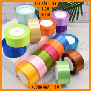   Ruy băng lụa vải 4cm  Cuộn dài 20m dùng trang trí gói quà cột nơ làm hoa - nhiều màu - siêu rẻ 