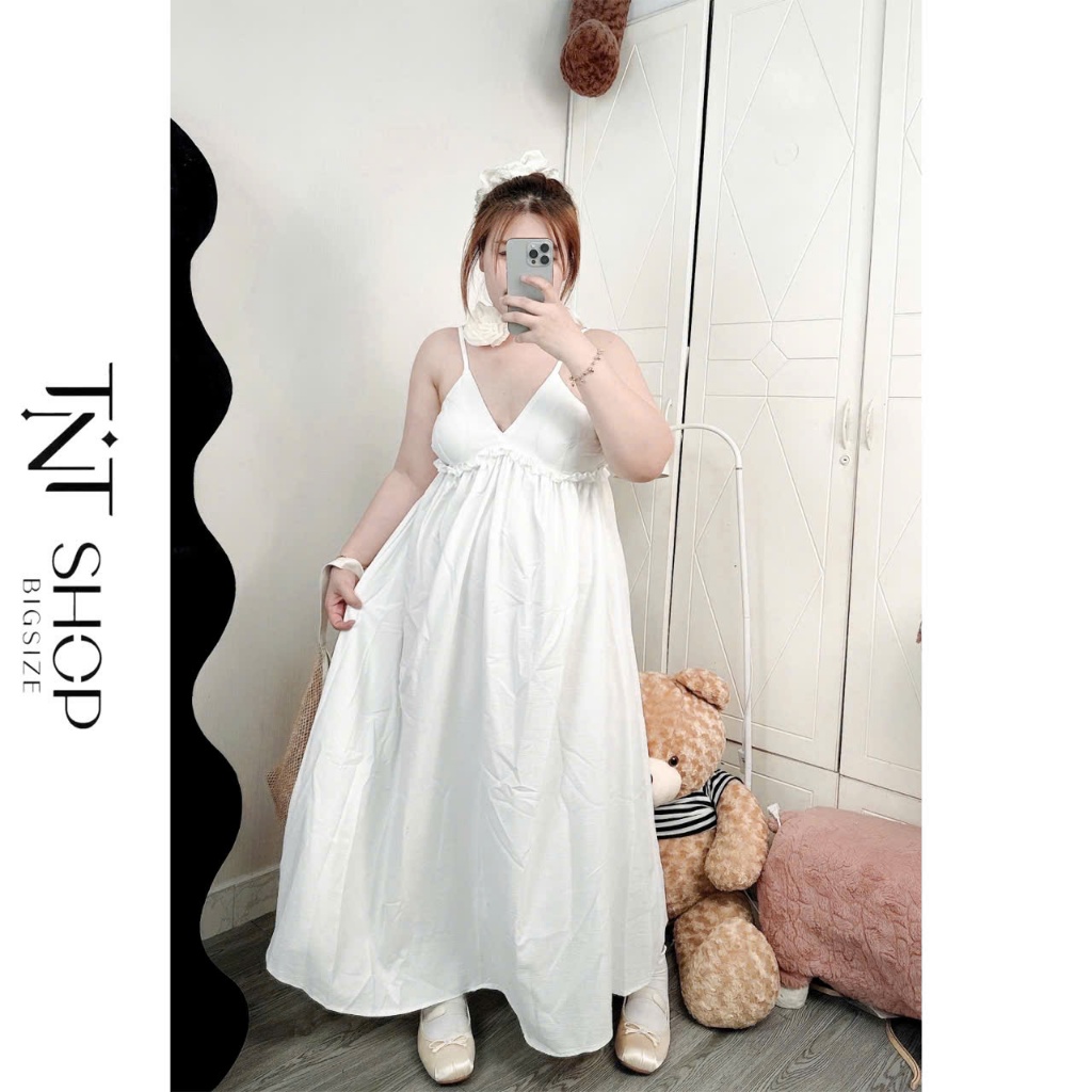 ĐẦM MAXI BIGSIZE 2 DÂY BÈO NGỰC [TNT SHOP BIGSIZE 60KG 90KG]