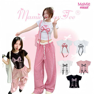 Áo thun hoạ tiết nơ MaMie form ôm body cho nữ, baby tee y2k đủ màu chất cotton co giãn thoải mái.