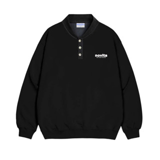 Áo Sweater Cổ Tim NOVITA Nỉ 2 Da Unisex Nam Nữ Local Brand/The most famous