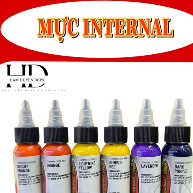 Mực eternal màu vàng, mực eternal màu cam, mực internal màu tím, mực body internal, mực xăm mình