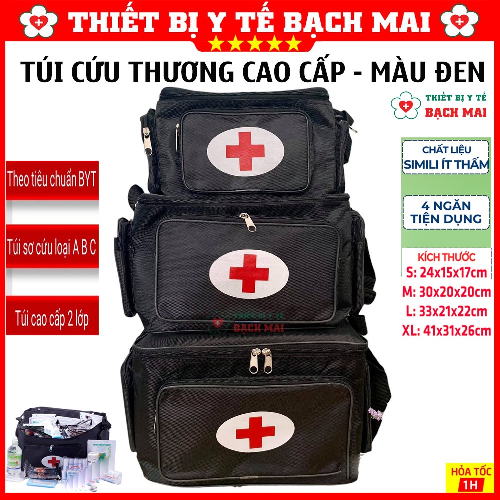 Túi Cứu Thương Màu Đen 4 Size - Túi Y Tế - Túi Cấp Cứu Chấn Thương