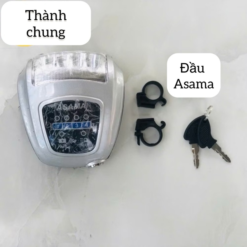 Đầu đèn Asama gắn xe đạp điện có khoá còi đèn 48v