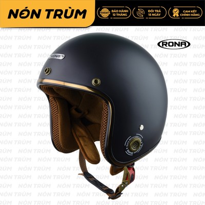 Mũ bảo hiểm 3/4 RONA màu đen nhám chính hãng, bảo hành 12 tháng tại hệ thống Nón Trùm