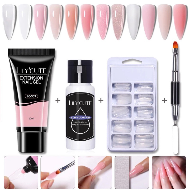 Set gel gôm đủ bộ đắp tạo phom móng siêu bền đẹp tự nhiên dễ đắp mẫu mới màu siêu đẹp