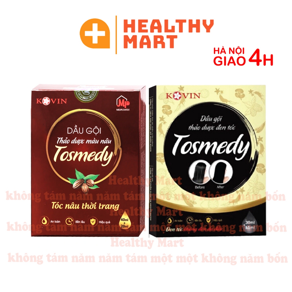 ✔️️️Dầu Gội Thảo Dược Nhuộm Dưỡng Đen Tóc Tosmedy An Toàn Hiệu Quả - Mua 14 Tặng 1 Hộp Nâu