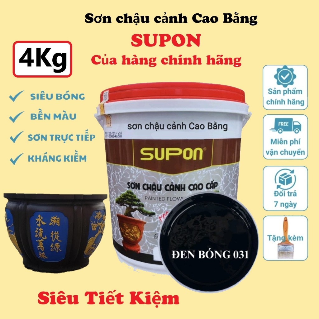 Sơn chậu cảnh Supon màu Đen Bóng [ 4kg ]