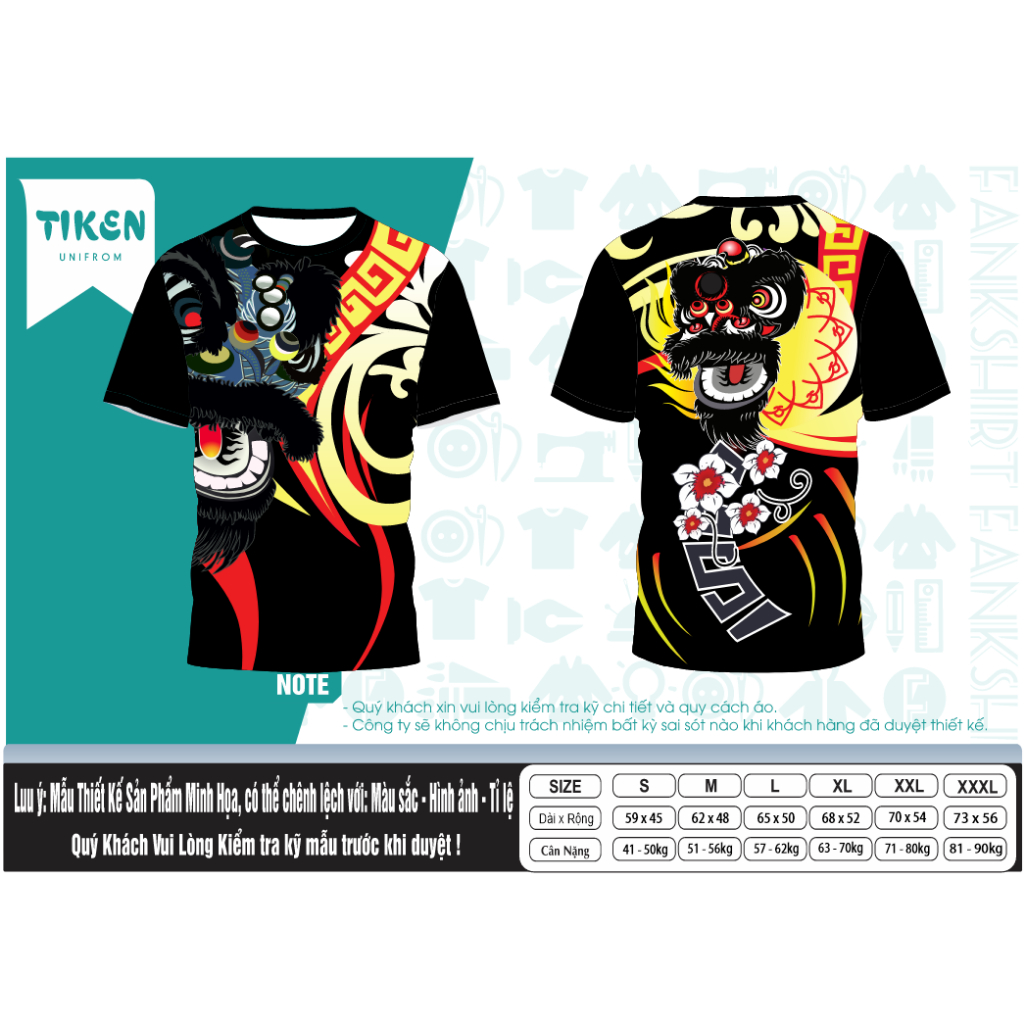 Combo áo lân sư rồng mẫu 8 - áo múa lân - lion in full 3D thun lạnh loại 1