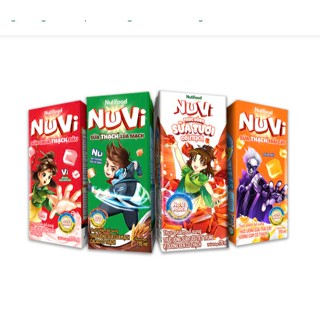 (Nutifood)Thùng 48 hộp Nuvi 170 ml sữa lúa mạch thạch ca cao/sữa chua thạch dâu/ Cam thạch/đường đen có thạch