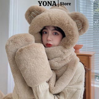 Mũ lông cừu thời trang YONA mũ len kèm khăn quàng cổ nam nữ đẹp dễ thương phong cách trẻ trung