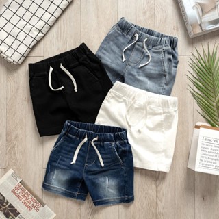 Quần short jean lưng thun cho bé trai size từ 10kg - 50kg có độ co giãn mềm mịn thoải mái vận động mẫu mới nhất QJT901