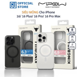 Ốp Lưng MIPOW Ultra Slim Matte MagFit Cho iPhone 16/ 16 Plus/ 16 Pro/ 16 Pro Max Siêu Mỏng Có Sạc Không Dây Chất Liệu Ca