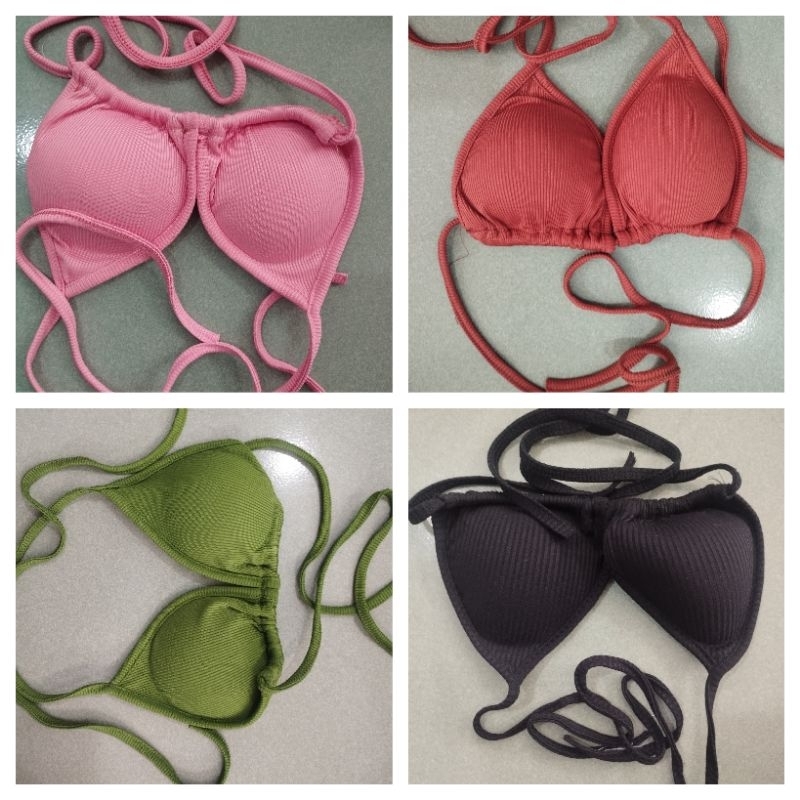 Áo ngực bikini lẽ, chất liệu vải thun tâm lạnh có dây rút, dây đeo cổ đi biển