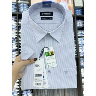 ÁO SƠ MI NAM CÔNG SỞ NGẮN TAY Vạt BẦU, Chất liệu Sợi Tre Bamboo, mát mịn ít nhăn dễ ủi, VIỆT TIẾN CHÍNH HÃNG 