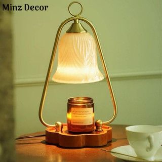   Mẫu Cao Cấp  Đèn Đốt Nến Thơm Đế Gỗ Hình Hoa Chụp Tinh Mã 003 
