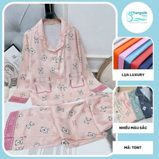 Đồ bộ pijama lụa tay dài quần dài Sam luxury TDNT bộ lụa mặc nhà sang chảnh trẻ trung chất lụa mịn