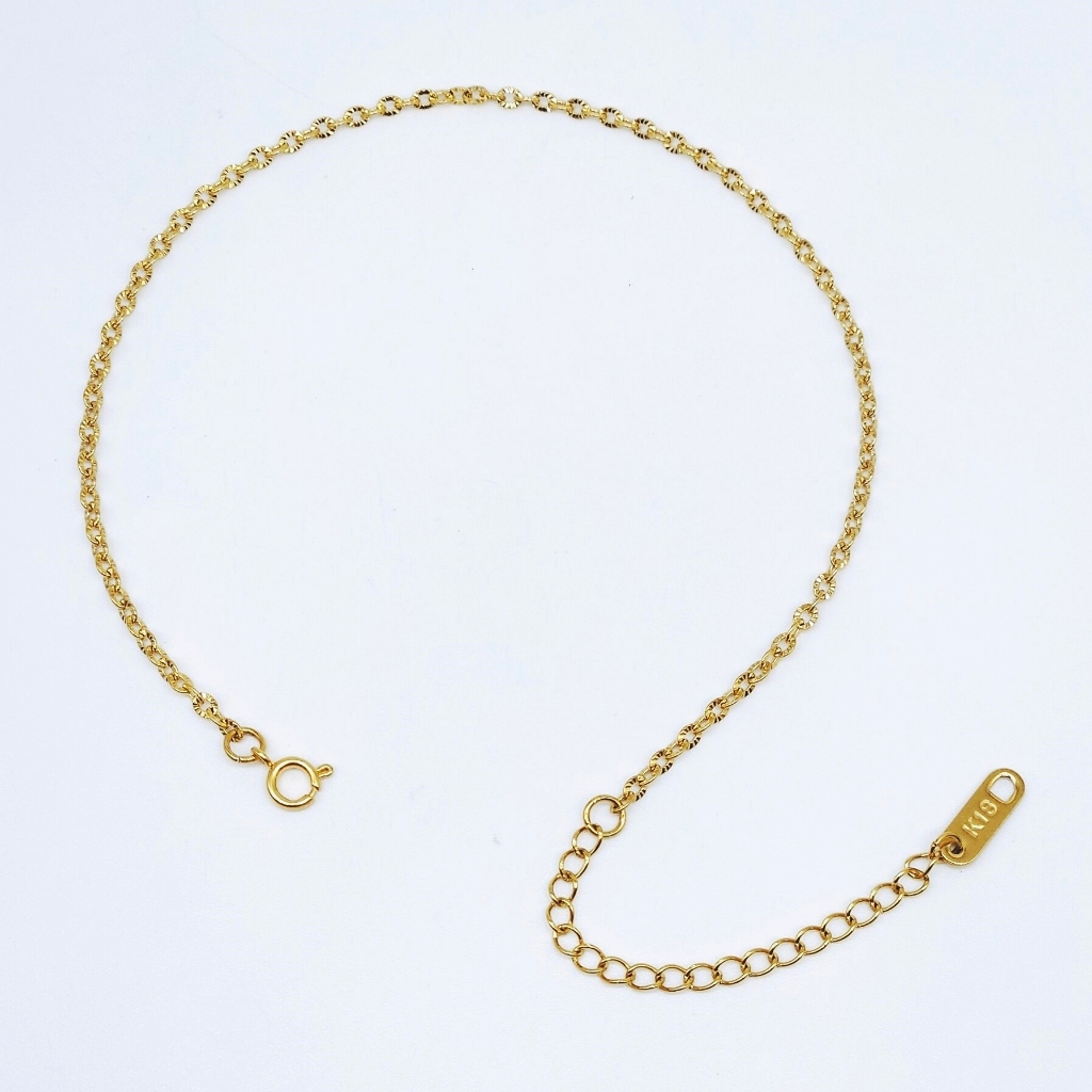 Lắc chân titan nữ dây oval họa tiết cánh quạt lấp lánh sáng màu không đen gỉ