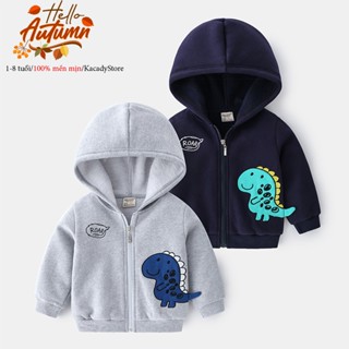 Áo Hoodie cho bé WELLKIDS áo nỉ có mũ họa tiết khủng long thu đông 2025