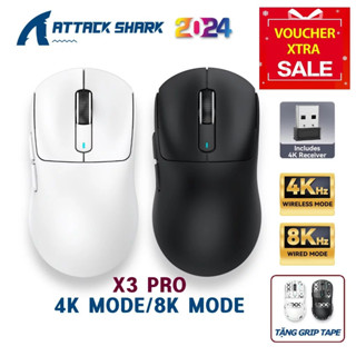 Chuột máy tính không dây Attack Shark X3 / X3 PRO (4K/8K) Siêu Chip PAW3395 Bluetooth | 3 Chế Độ Kết Nối | Siêu nhẹ 49g