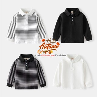  Áo Polo cho bé WAPYPY áo thun dài tay có cổ bé trai chất cotton hàng xuất Âu Mỹ 2025 