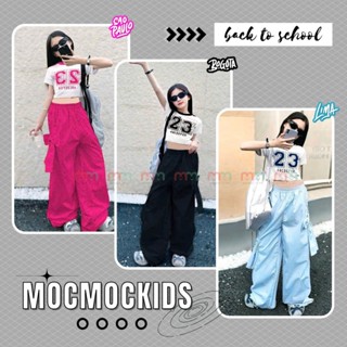 Bộ tập nhảy cho bé gái 2024, áo croptop quần kaki túi hộp dây rút ống