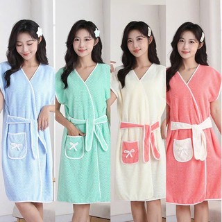 Áo Choàng Tắm Chất Liệu Vải San Hô Cao Cấp Cho Bạn Gái, Khăn Tắm Có Dây Buộc Tiện Lợi Siêu Thấm Hút ( K Ngân )