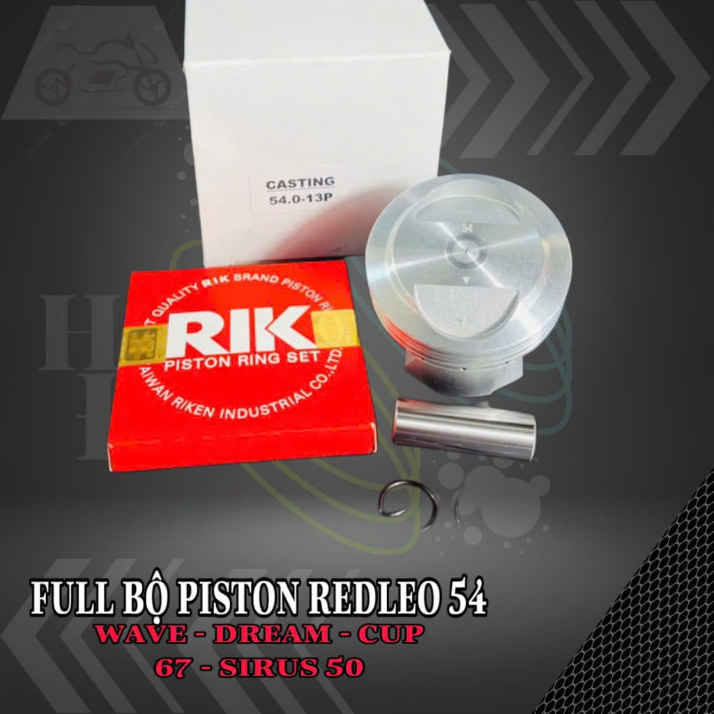 Piston bạc 54 REDLEO 2val cho xe wave dream chính hãng