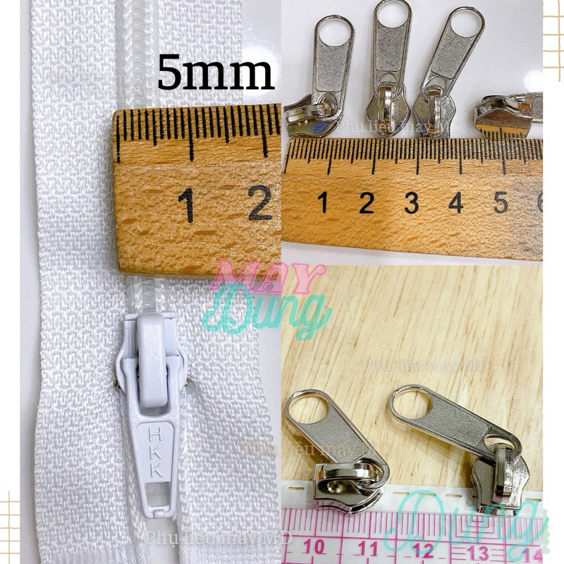 Đầu khoá kéo răng nhuyễn răng 5mm
