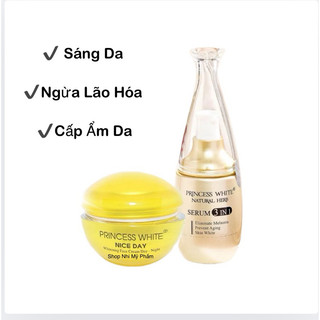 Chính hãng- Bộ Kem NICE DAY+SERUM 3in1 PRINCESS WHITE Dưỡng Trắng Ngừa Lão Hóa Da Se Khít Chân Lông 