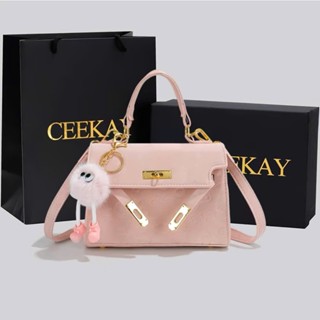 Túi Xách Ceekay Chính Hãng - Túi Da Đeo Chéo Khóa Gập Phối Móc Gấu Cute Đường Chỉ Tỉ Mỉ Phong Cách Hàn Quốc Mẫu Mới Nhất