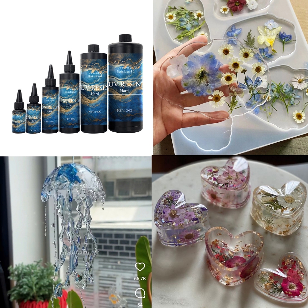 A3-2. Keo UV Resin 200g, Keo Resin UV Trong Suốt Cứng Nhanh Khô Làm Đồ Thủ Công