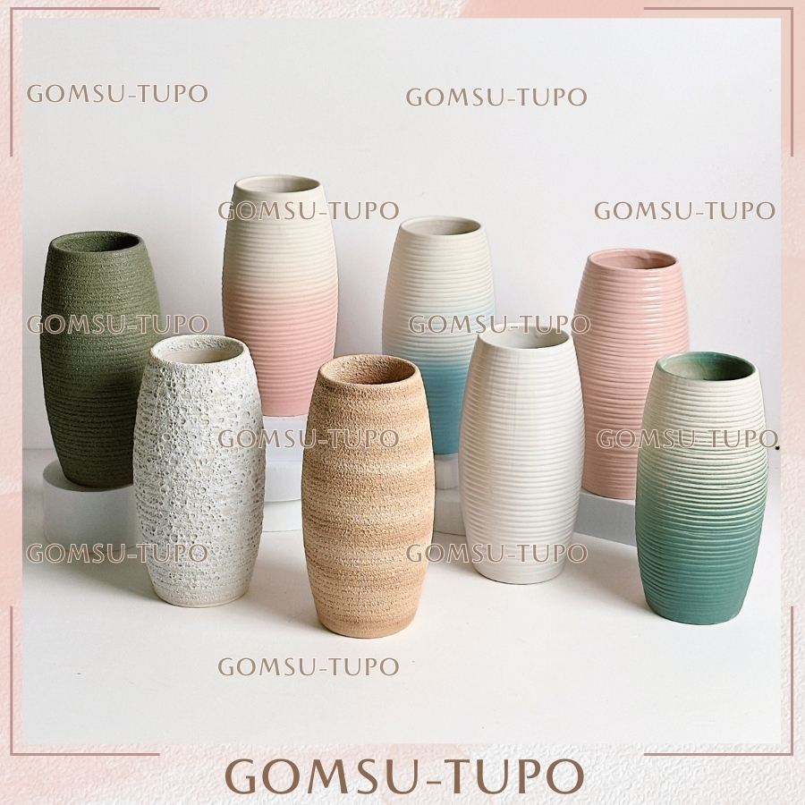  Bình hoa men pastel dáng B0M VÂN NGANG  lọ hoa gốm decor trang trí gốm sứ tupo Bát Tràng 