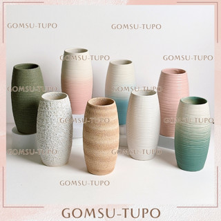 Bình hoa men pastel dáng B0M VÂN NGANG , lọ hoa gốm decor trang trí gốm sứ tupo Bát Tràng