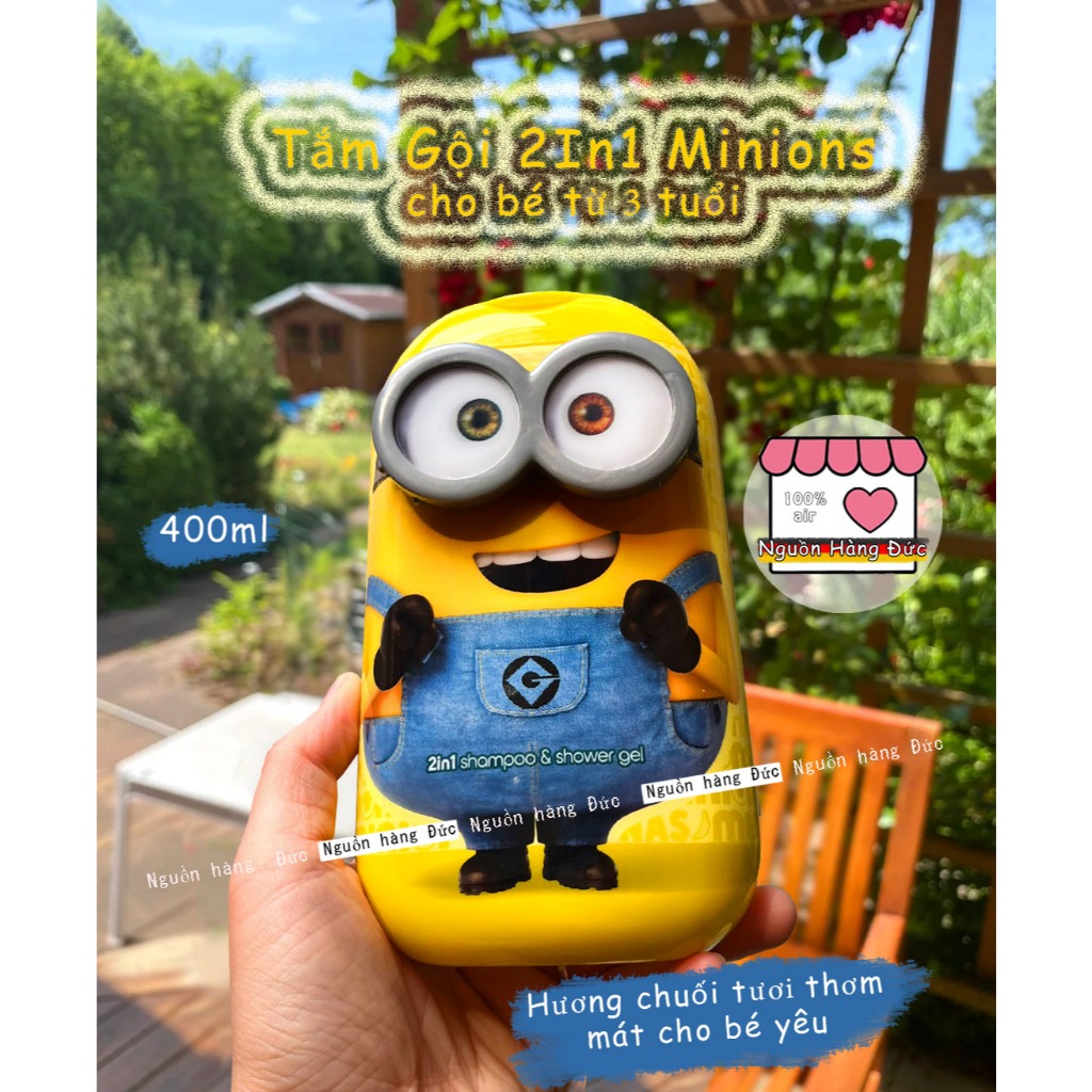 Sữa tắm, gội 2in1 Thuần chay cho bé (chuẩn Đức) Minions (bản giới hạn) cho trẻ em trai/ gái - Nguồn hàng Đức