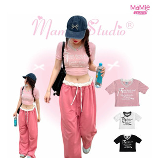  Áo croptop hoạ tiết ren đính nơ MaMie form ôm body 2yk cho nữ đủ màu chất cotton co giãn thoáng mát cho mùa hè. 