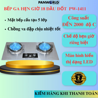Bếp gas hẹn giờ 9 đầu đốt Panworld PW-1411 lắp đặt bếp ga âm dương bảo hành 24 tháng