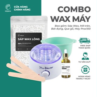 COMBO Nồi Nấu Sáp WAX Lông Chuyên Dụng Pro + Sáp Wax Tẩy lông cao cấp Misa + Mỡ Trăn 10ml + que gỗ
