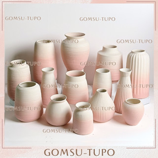 Bình Hoa màu OMBRE HỒNG pastel nhiều mẫu, lọ hoa phong cách retro cổ điển gốm sứ tupo Bát Tràng