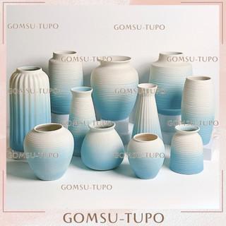  Bình Hoa màu OMBRE XANH DƯƠNG pastel nhiều mẫu lọ hoa phong cách retro gốm sứ tupo Bát Tràng 