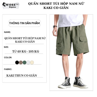 Quần Short Kaki TÚI HỘP BIGSIZE 40-105KG Nam Nữ Sói Store - Cạp Chun