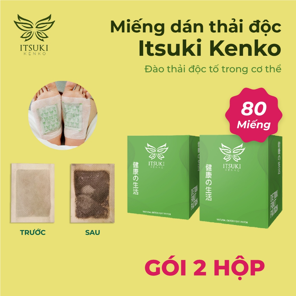 [Mua 1 tặng 1] Chính hãng 100% - Miếng dán thải độc chân Itsuki Kenko - 80 miếng/2 hộp