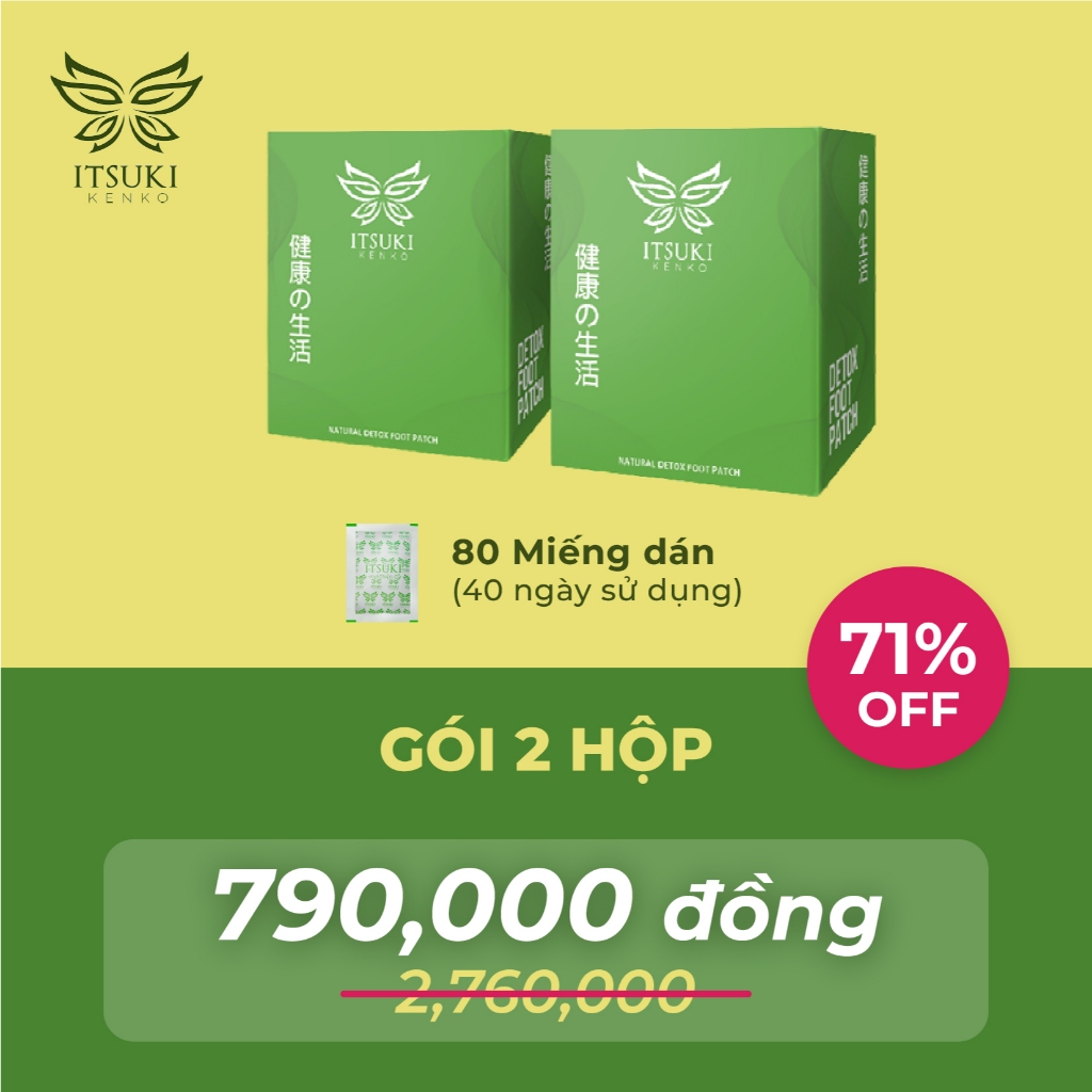 [Mua 1 tặng 1] Chính hãng 100% - Miếng dán thải độc chân Itsuki Kenko - 80 miếng/2 hộp