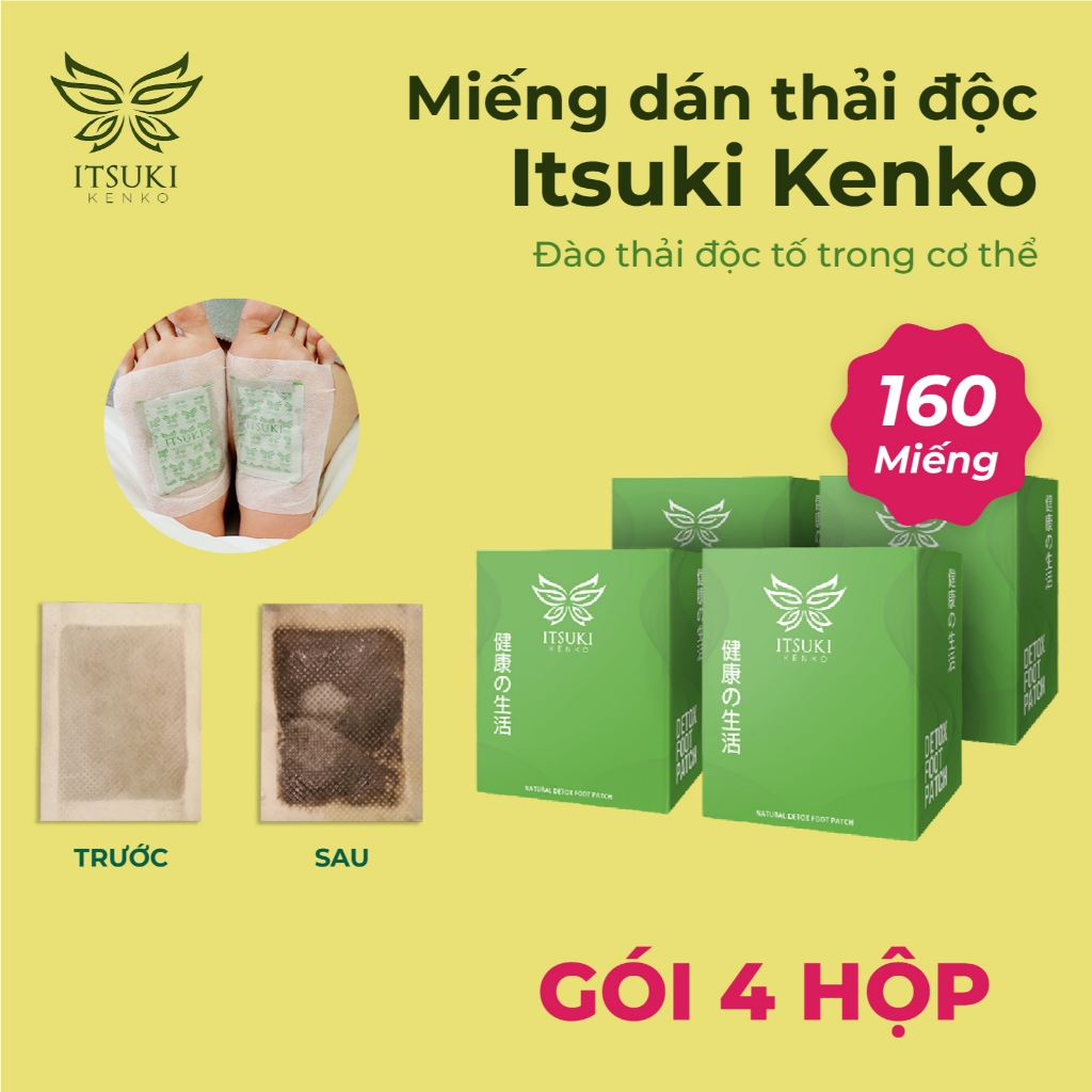 [Mua 2 tặng 2] Chính hãng 100% - Miếng dán làm sạch và thải độc bàn hân Itsuki Kenko - 160 miếng / 4 hộp