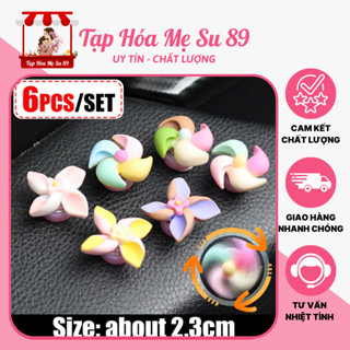 Set 6 Chong Chóng Tự Xoay Mini Trang Trí Xe, Nón Bảo Hiểm, Điện Thoại, Máy Tính, Biển Số Xe....