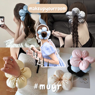 [Sẵn] Dây Buộc Tóc Scrunchies Hình Bông Hoa Xốp Lụa Satin Và Phi Bóng Dịu Keo makeupyourroom Phong Cách Hàn Quốc