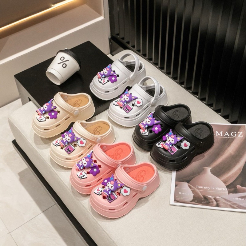 Dép sục gắn sticker kuromi cho bé gái chất liệu eva cao cấp siêu nhẹ bền (phom to)
