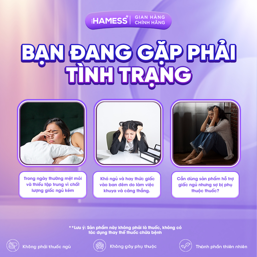 Kẹo ngủ ngon iHamess, Kẹo ngủ melatonin hỗ trợ tăng cường giấc ngủ, dễ ngủ hơn, sâu giấc hơn Hộp 60 viên kẹo dẻo