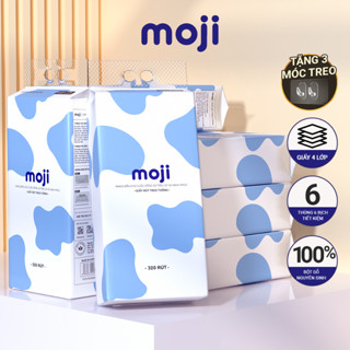 Thùng 6 túi giấy rút treo tường MOJI 4 lớp 100% bột gỗ nguyên sinh không tẩy trắng [TẶNG 3 MÓC TREO]