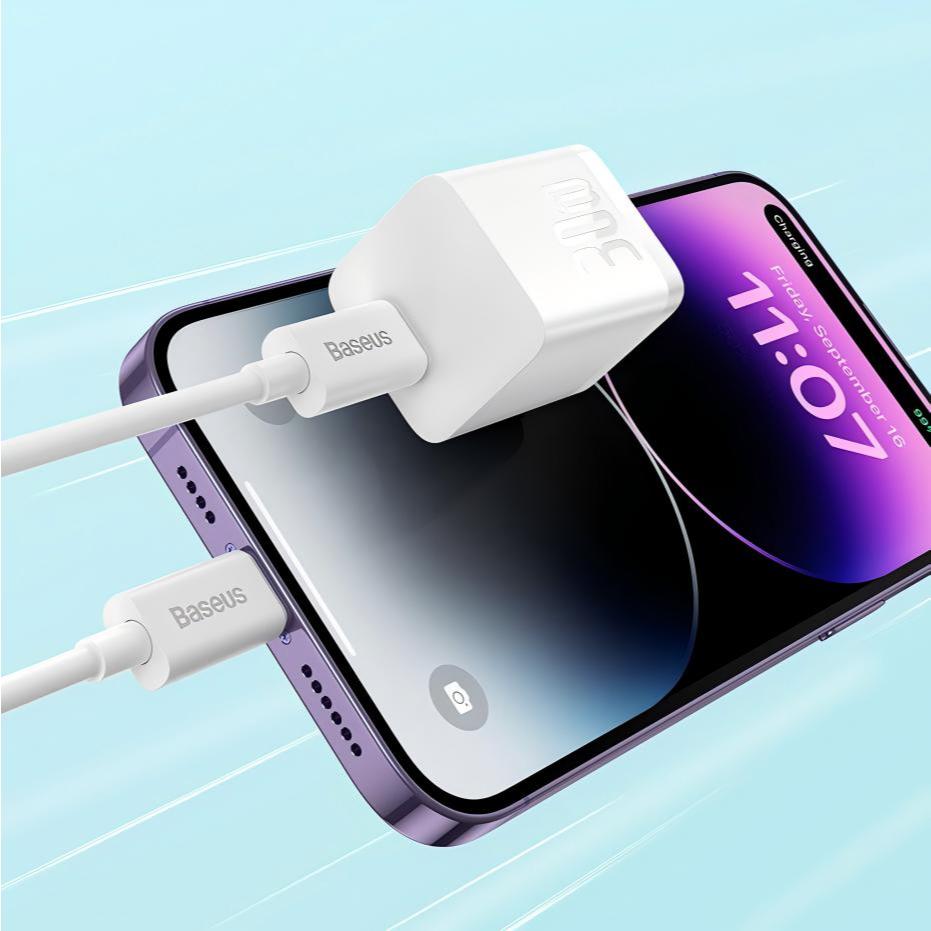 Củ Sạc Baseus 30W GaN5 Hỗ Trợ Sạc Nhanh PD QC PPS với Cáp Type C cho phone kèm dây 30W | BigBuy360 - bigbuy360.vn
