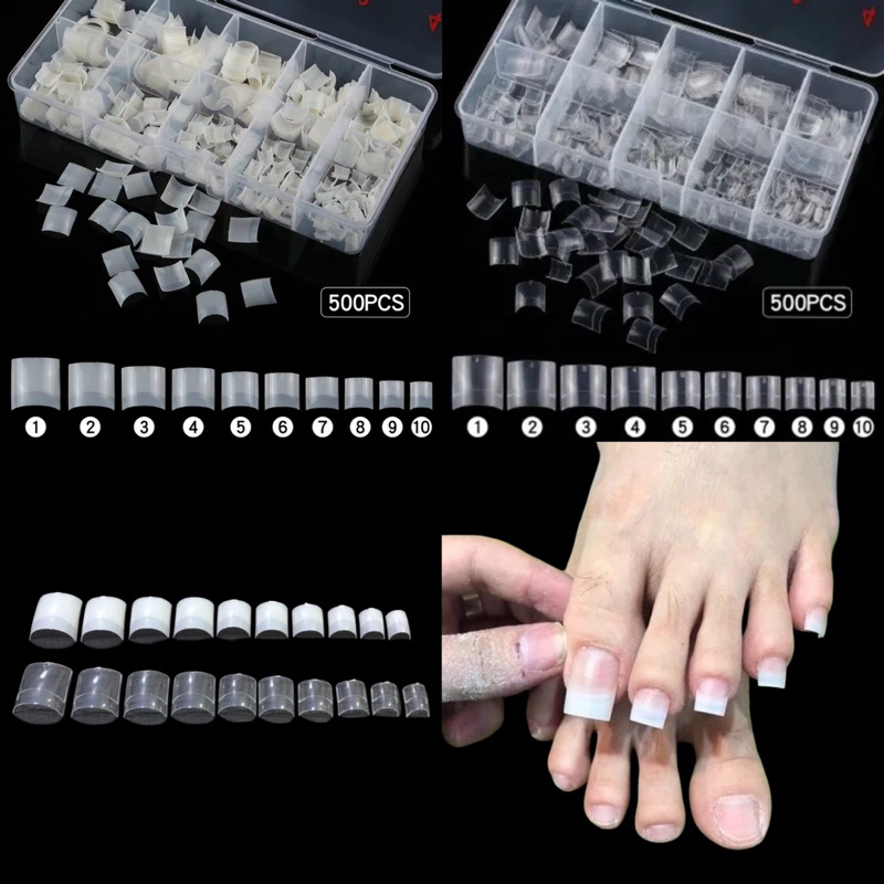 Móng típ nối chân Hàn đắp gel đắp bột nail siêu chuẩn ôm phom mỏng dẻo hộp 500 móng